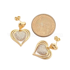 Brass Micro Pave Clear Cubic Zirconia Dangle Stud Earrings for Women&nbsp;LS-EJEW-F352-05G-03