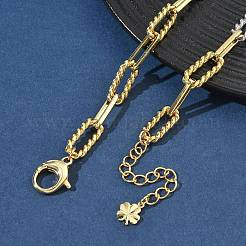 Two Tone Brass Twisted Rectangle Link Chain Necklaces&nbsp;KK-C251-31GP