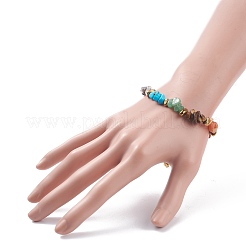 Natural & Synthetic Mixed Gemstone Chips Braided Bead Bracelet&nbsp;BJEW-JB08079