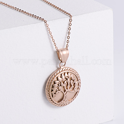 Stainless Steel Circular Tree of Life Pendant Necklaces&nbsp;BH2747