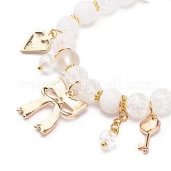 Synthetic Crackle Quartz & Natural Yellow Jade Beaded Stretch Bracelet&nbsp;BJEW-JB08527-03