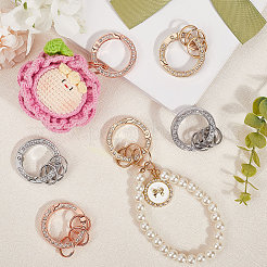 6Pcs 3 Colors Alloy Crystal Rhinestone Spring Gate Rings&nbsp;FIND-GF0007-96