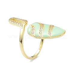 Brass Micro Pave Cubic Zirconia Fingernail Rings&nbsp;RJEW-D115-01G-A