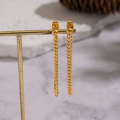 Minimalist Curb Chain Tassel 304 Stainless Steel Stud Earrings&nbsp;UW3398