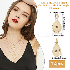 12Pcs Brass Micro Pave Clear Cubic Zirconia Pendants&nbsp;ZIRC-BBC0003-70