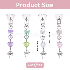 4Pcs Heart Acrylic Pendant Decorations&nbsp;HJEW-FH00282