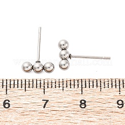 Tarnish Resistant 201 Stainless Steel Beaded Horizontal Bar Stud Earrings with 316 Stainless Steel Pin for Women&nbsp;STAS-K238-01P
