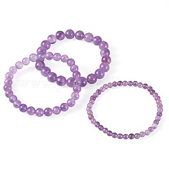 3Pcs Natural Amethyst Beads Stretch Bracelets for Women&nbsp;BJEW-TAC0033