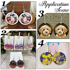 DIY Heat Transfer Wood Flat Round Dangle Earring Making Kits&nbsp;DIY-SP0001-64