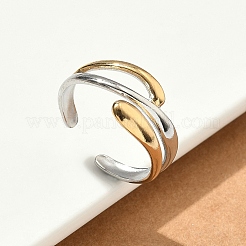 304 Stainless Steel Double Color Cuff Rings&nbsp;RJEW-S635-01GP-H