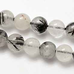 Natural Black Rutilated Quartz Round Beads Strands&nbsp;X-G-E251-30-6mm