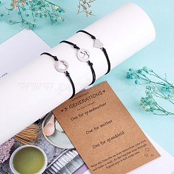 3Pcs 3 Style 430 Stainless Steel Heart Link Bracelets Set&nbsp;JB720A