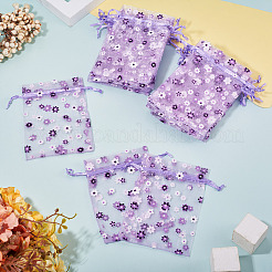 Flower Printed Organza Drawstring Bags&nbsp;OP-TAC0003-03