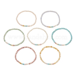 7Pcs Natural & Synthetic Mixed Gemstone & Brass Beads Stretch Bracelets for Women&nbsp;BJEW-JB13334