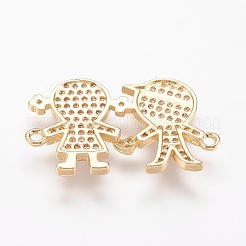 Brass Micro Pave Cubic Zirconia Links&nbsp;ZIRC-G103-35G