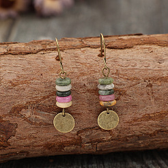 Alloy Lampwork Rondelle Beaded Dangle Earrings&nbsp;FS-WGC6024-01