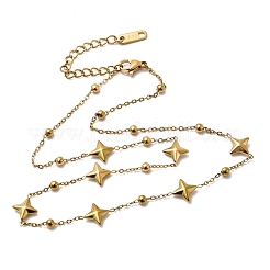 304 Stainless Steel Star Link Chain Necklaces for Women&nbsp;NJEW-G181-07G