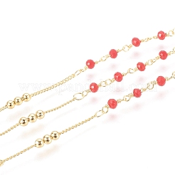 3.28 Feet Brass Handmade Beaded Chain&nbsp;X-CHC-G011-10G-01