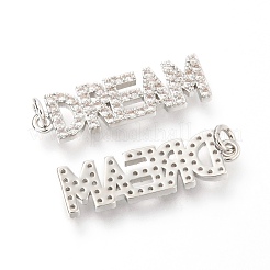 Brass Micro Pave Clear Cubic Zirconia Pendants&nbsp;ZIRC-O036-10P