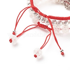 Natural Crackle Quartz & Lava Rock Braided Bead Bracelets Set&nbsp;BJEW-JB07212-03