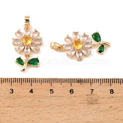 Brass & Clear Cubic Zirconia Pendants&nbsp;KK-G558-11G