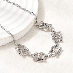 Brass Micro Pave Clear Cubic Zirconia Knot Pendant Necklaces&nbsp;NJEW-B157-08P-01