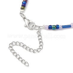 Tibetan Style Alloy Heart with Butterfly Pendant Necklace with Seed Beaded Chains&nbsp;NJEW-JN04341