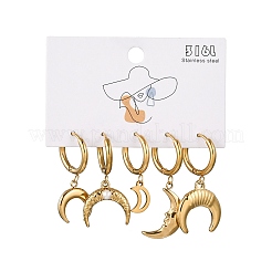 5Pcs 304 Stainless Steel Hoop Earrings&nbsp;EJEW-G447-02G