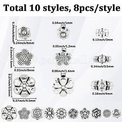 80Pcs 10 Styles Tibetan Style Alloy Beads&nbsp;TIBE-SC0002-46