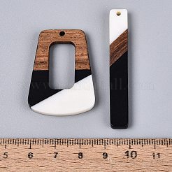 14Pcs 7 Styles Opaque Resin & Walnut Wood Pendants&nbsp;RESI-N053-19
