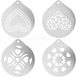4Pcs 4 Styles 304 Stainless Steel Coffee Latte Mold&nbsp;AJEW-GF0012-40B