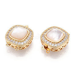 Brass Micro Pave Clear Cubic Zirconia Box Clasps&nbsp;KK-C031-15G