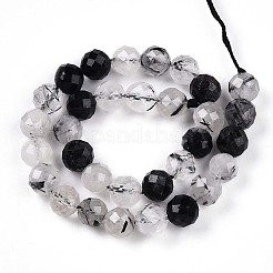 Natural Tourmalinated Quartz Beads Strands&nbsp;G-S345-6mm-30