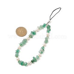 Gemstone Chips & Cultured Freshwater Pearl Beaded Mobile Straps&nbsp;HJEW-JM01097