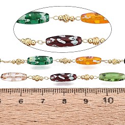Picasso Style Handmade Brass & Glass Beaded Link Chains&nbsp;CHC-Q021-05G