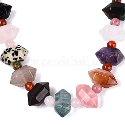 Natural & Synthetic Stone Round & Cone Beaded Necklaces&nbsp;NJEW-N064-03A