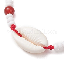 Natural Gemstone & Cowrie Shell Beads Braided Bead Bracelets&nbsp;BJEW-MZ00318