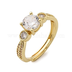 Brass Micro Pave Clear Cubic Zirconia Finger Rings for Women&nbsp;RJEW-U049-02G