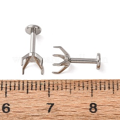 304 Stainless Steel Prong Earring Settings&nbsp;SA-CBA8B85-11D-01