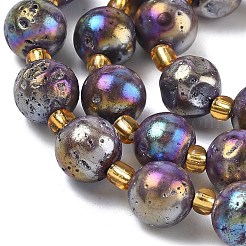 Electroplated Natural Druzy Geode Crystal Beads Strands&nbsp;G-G459-02K