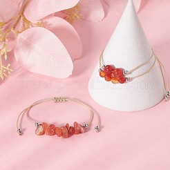 3Pcs 3 Style Natural Red Agate Braided Bead Bracelets Set&nbsp;BJEW-JB09334-08