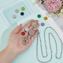1Pc Alloy Hollow Flat Round Retractable Badge Reel with 304 Stainless Steel Cable Chains&nbsp;NJEW-SC0001-94F