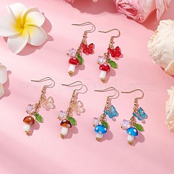 304 Stainless Steel Butterfly & Mushroom Dangle Earrings for Women&nbsp;EJEW-JE06235