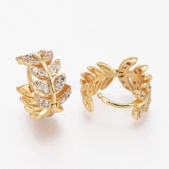 Brass Micro Pave Clear Cubic Zirconia Huggie Hoop Earrings&nbsp;EJEW-L231-39G