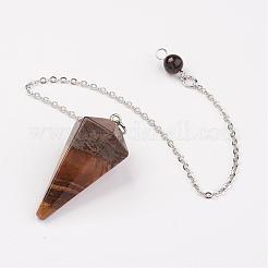 Natural Tiger Eye Hexagonal Pointed Dowsing Pendulums&nbsp;G-G956-D02-FF