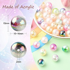 50Pcs UV Plating Opaque Rainbow Iridescent Acrylic Beads&nbsp;SACR-CJ0001-42