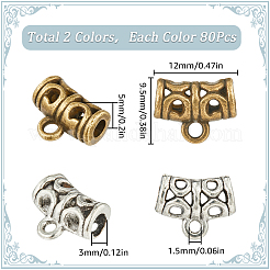 160Pcs 2 Colors Tibetan Style Alloy Tube Bails&nbsp;TIBE-SP0001-10
