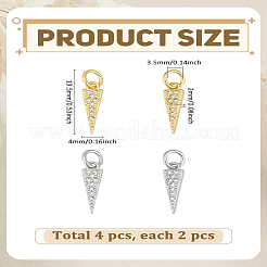 4Pcs 2 Colors Brass Micro Pave Cubic Zirconia Charms&nbsp;KK-LP0004-07