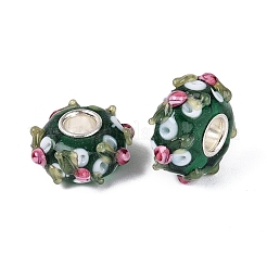 Handmade Lampwork & Brass Core European Beads&nbsp;LAMP-N044-07S-01