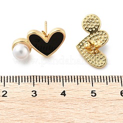 Heart Brass Stud Earrings&nbsp;EJEW-C141-01G